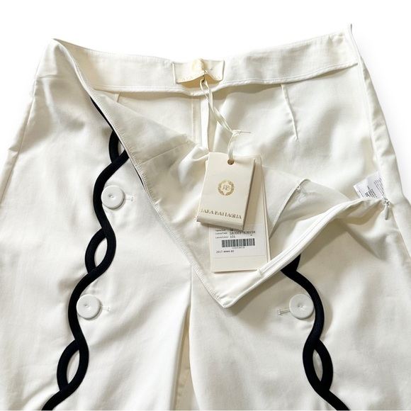 New with Tag, SARA BATTAGLIA Contrast-trim Wave Trousers In White, Size 36 IT - Picture 9 of 16